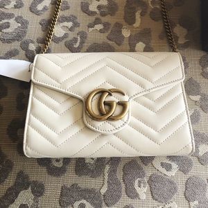 Gucci - GG Marmont Wallet on a Chain - White NEW
